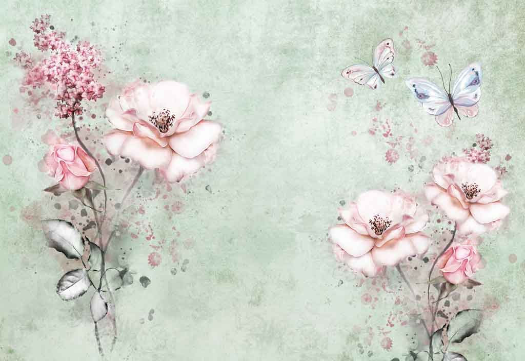 A055316-油画花卉-手绘花朵背景墙