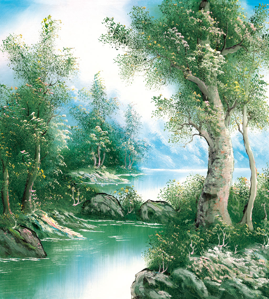 A052929-油画风景-_水边树木