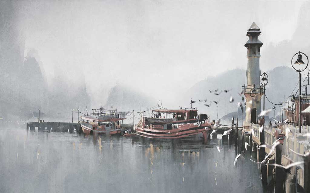 A057951-油画风景-海港