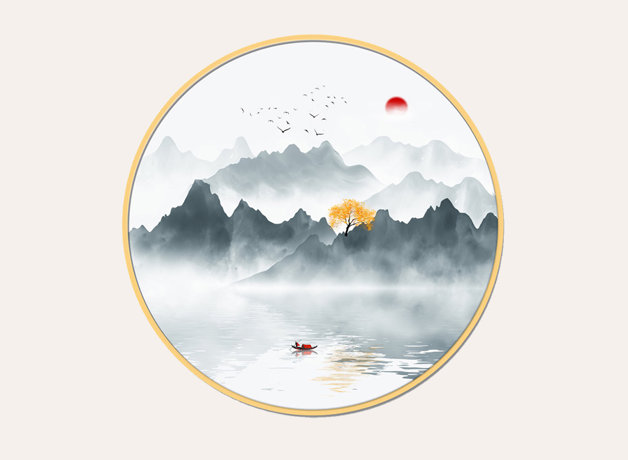 A058915-圆形-意境-山水装饰画