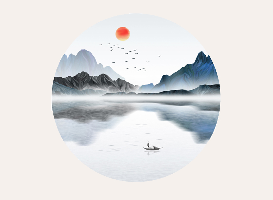 A059750-圆形-意境-山水