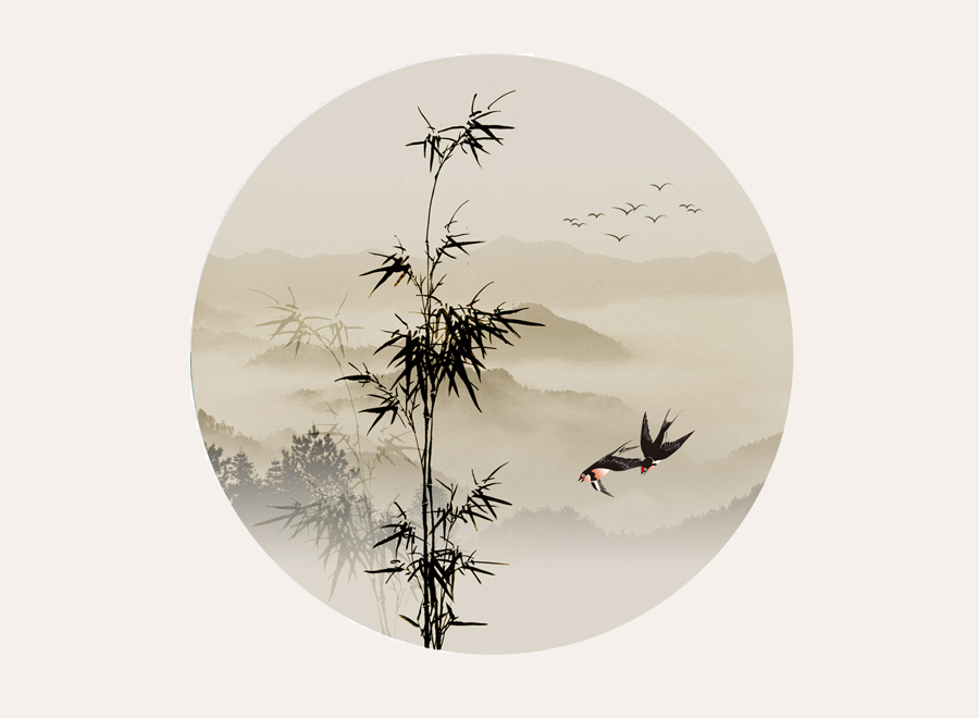 A059758-圆形-意境-竹子山水