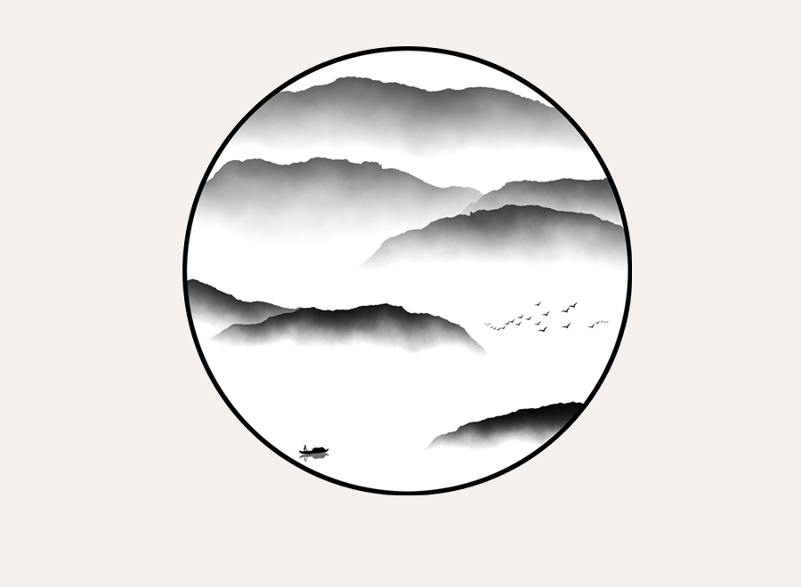 A061232-圆形-意境山水画