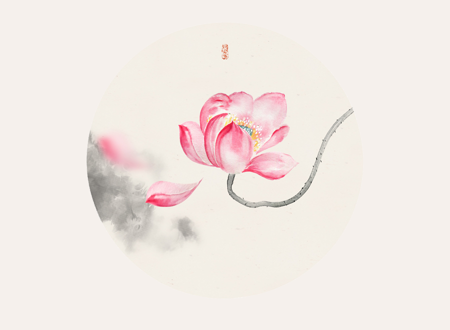A063631-圆形-中式荷花分层