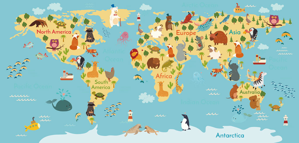 A050680-儿童 卡通简约-动物世界地图
