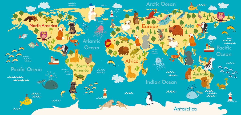 A050681-儿童 卡通简约-动物世界地图