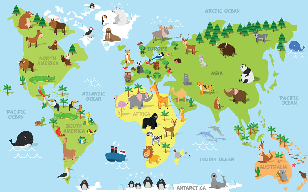 A051351-儿童 卡通简约-世界旅游地图