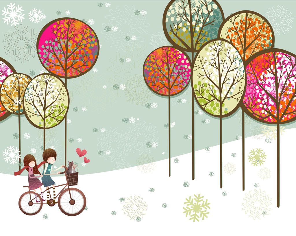 A052422-儿童 卡通简约-雪花手绘树