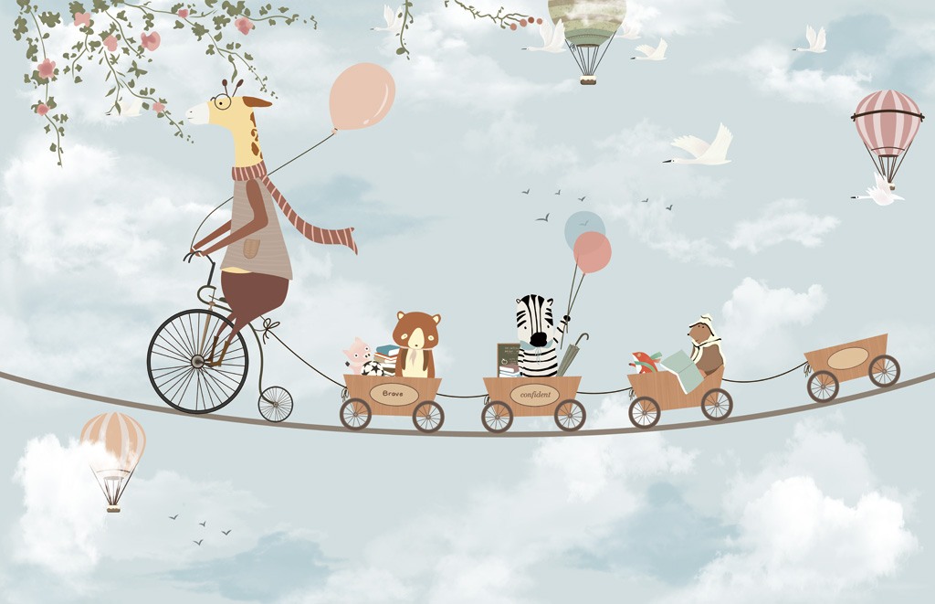 A053164-儿童 卡通简约-骑自行车的小动物们