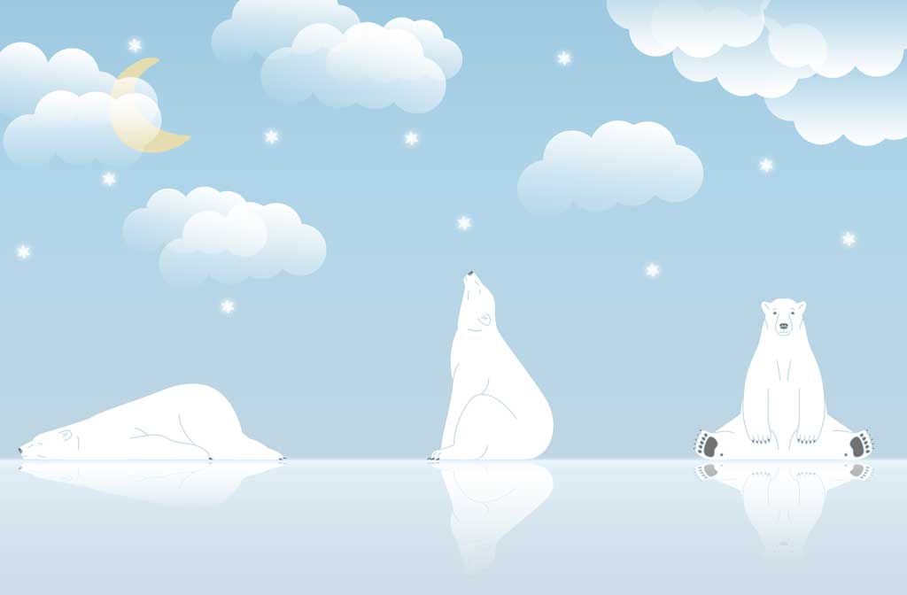 A058095-儿童 卡通简约-儿童-北极熊-蓝天白云