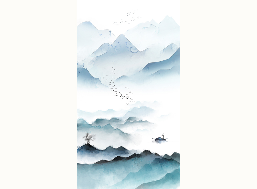 A057582-中式玄关山水意境--无纺布