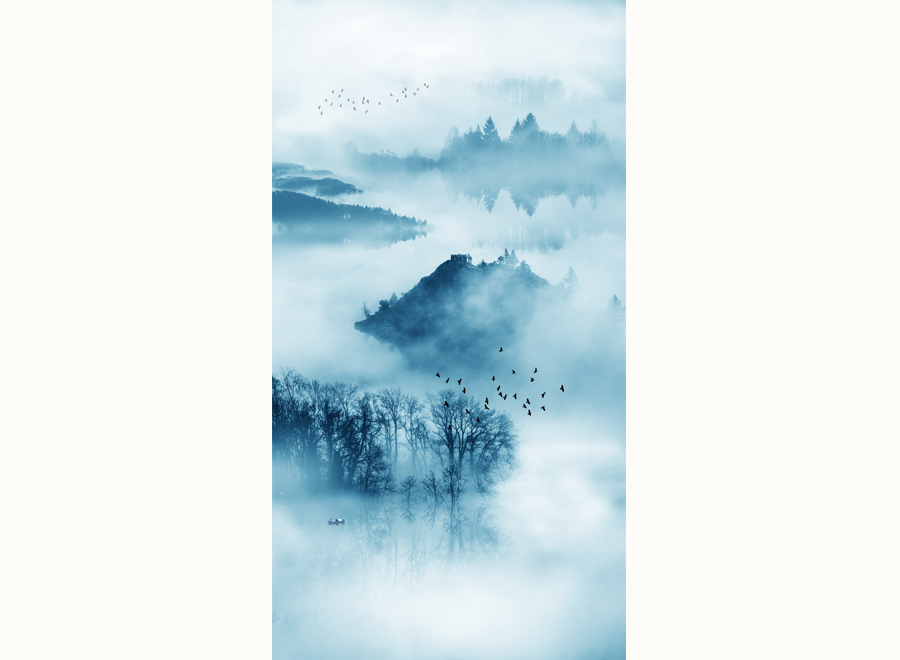 A059122-中式玄关山水意境--烟雨江南