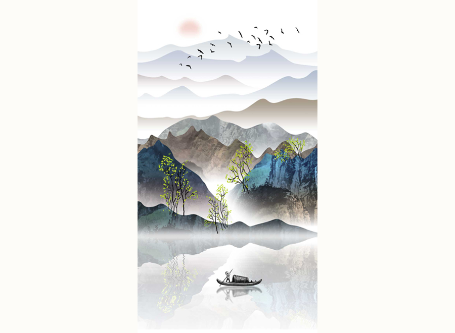 A064532-中式玄关山水意境-意境山水画