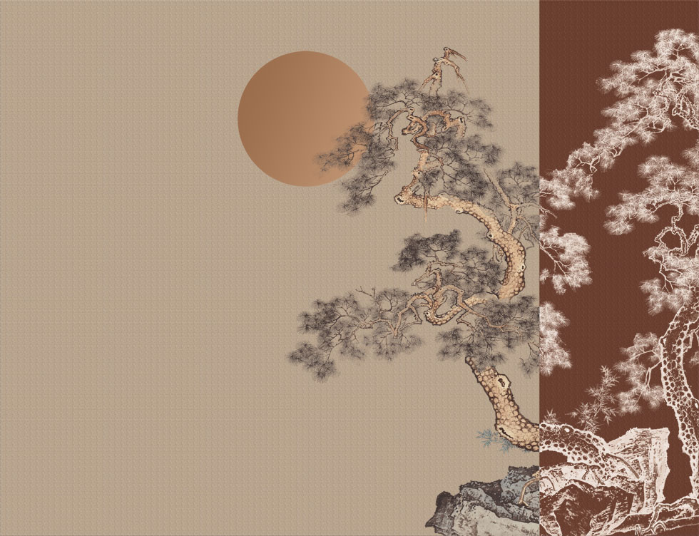 A064166-新中式轻奢-轻奢复古壁画-松树背景