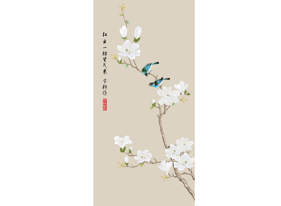 A058344-中式玄关-花鸟-玄关画