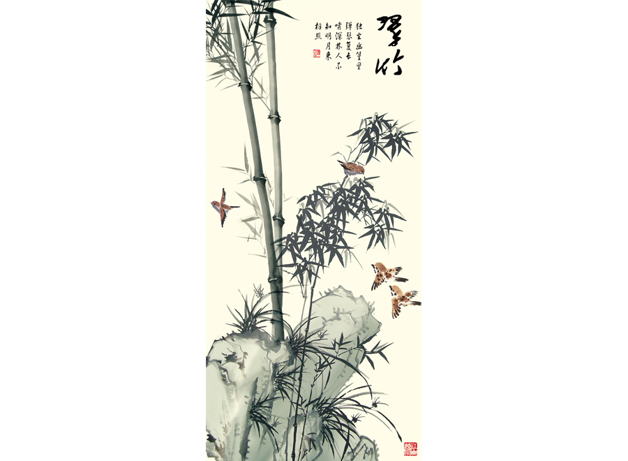 A060687-中式玄关-花鸟-玄关-竹子
