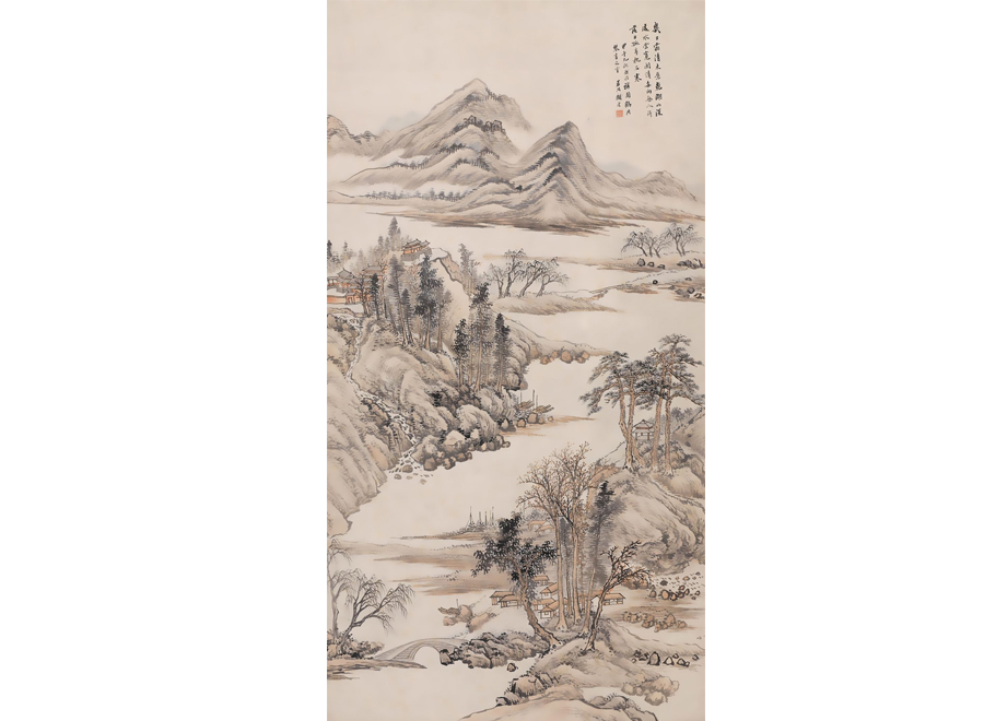 A055942-中式玄关-国画山水-手绘山水