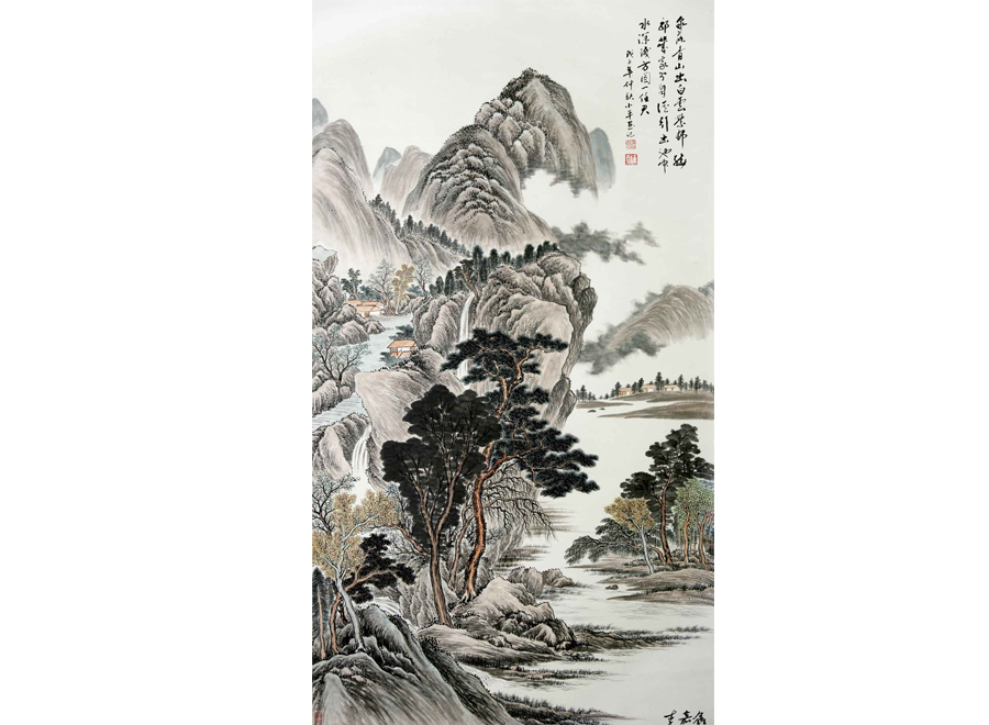 A056267-中式玄关-国画山水-李文红