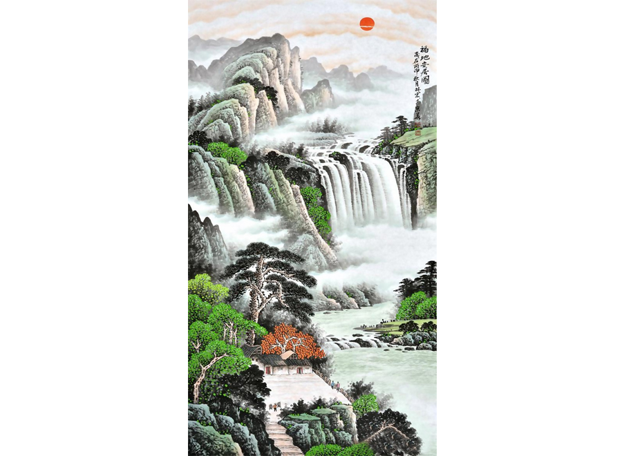A056727-中式玄关-国画山水-吴玉林-山间流水
