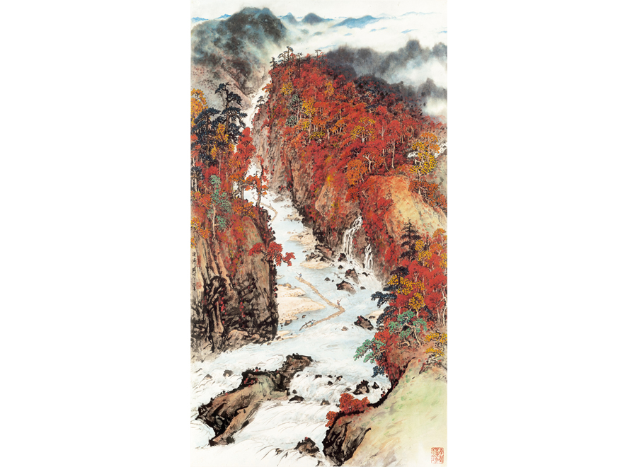 A057472-中式玄关-国画山水-鸿运当头