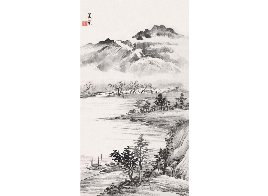 A064008-中式玄关-国画山水-山水