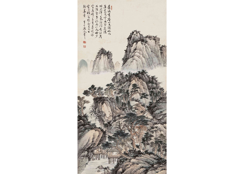 A052460-中式玄关-国画山水-水墨山水