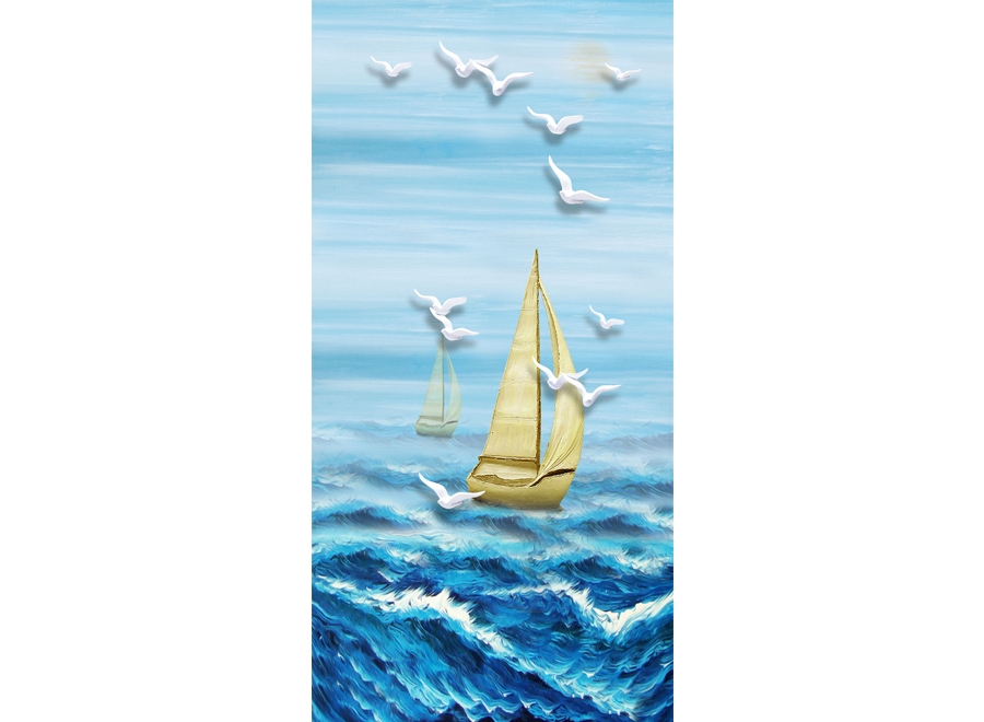 A055157-玄关-油画风景-帆船-海燕