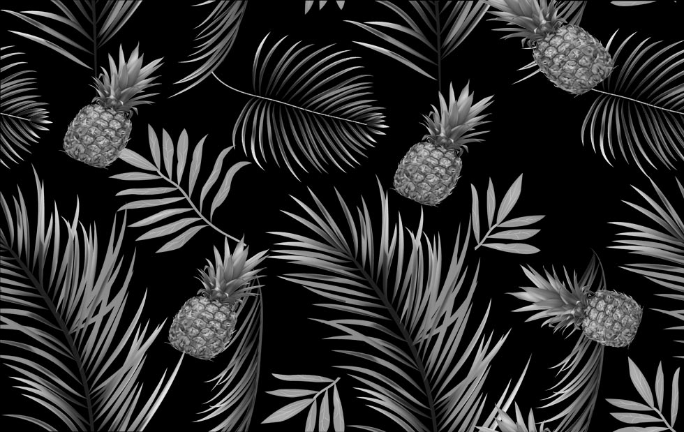 A064835-现代设计-热带雨林 西洋画美式-黑白蕉叶