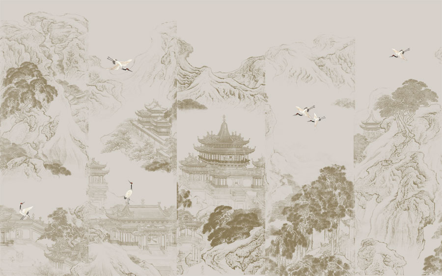 A066788-高清-中式山水-阁楼-鹤