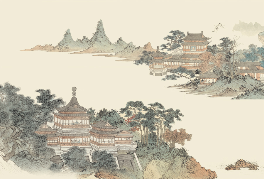 A067386-标清-分层-中式山水-阁楼-古画山水