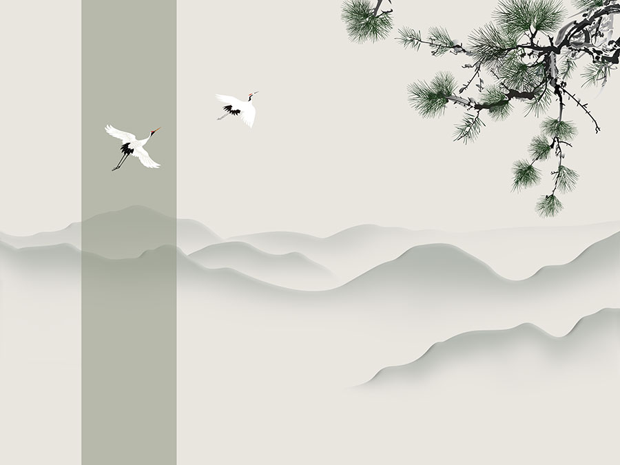 A068177高清-分层中式飞鹤背景墙005