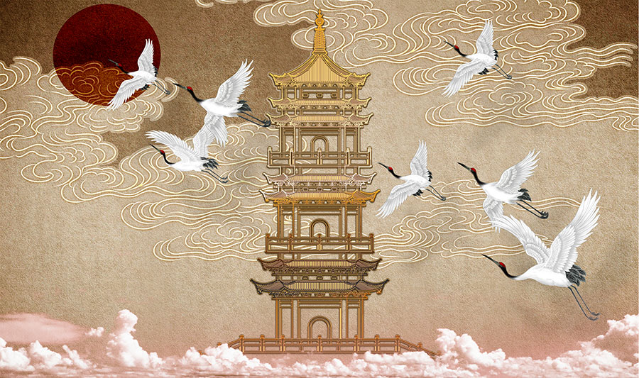 A068263高清仙鹤祥云