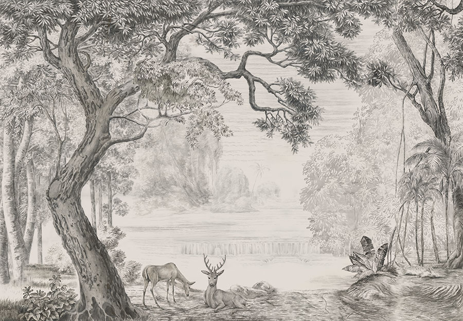 A068514标清手绘热带雨林麋鹿