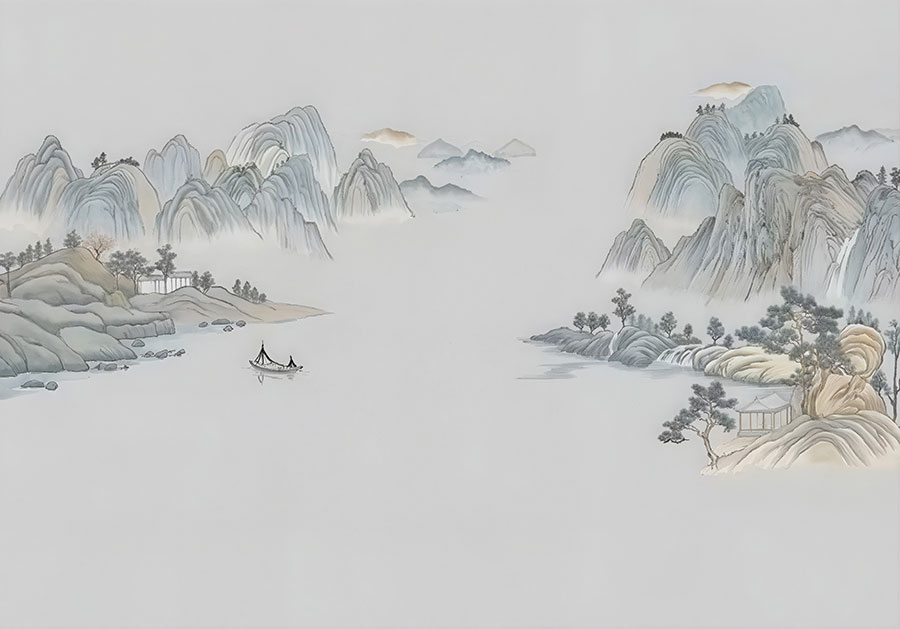 A068517标清复古山水仿刺绣